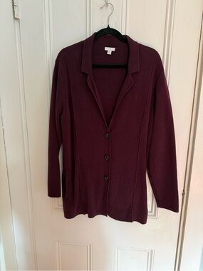 J Jill Knit Blazer / Cardigan Wine Petite Large
